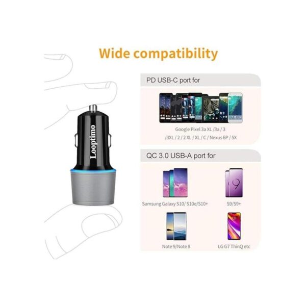 Cargador de coche USB C rápido compatible con Google_3