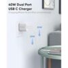 Cargador de pared USB C PowerLot PD3.0 de 2 puertos de 40_3