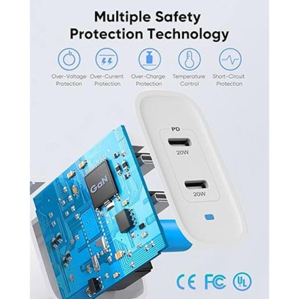 Cargador de pared USB C PowerLot PD3.0 de 2 puertos de 40_5