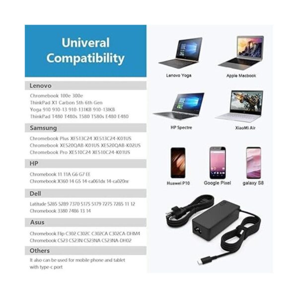 Cargador universal USB tipo C de 65 W y 45 W para laptop_3