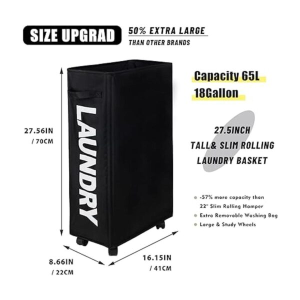 Caroeas Cesto de lavandería Slim Plus de 27.5 pulgadas