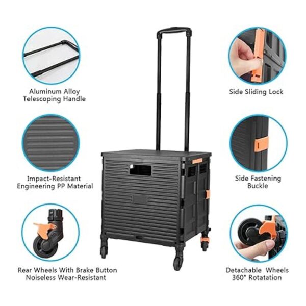Carrito plegable portátil plegable con mango telescópico