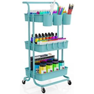 Carrito de utilidad transportable de 3 niveles con tazas_1