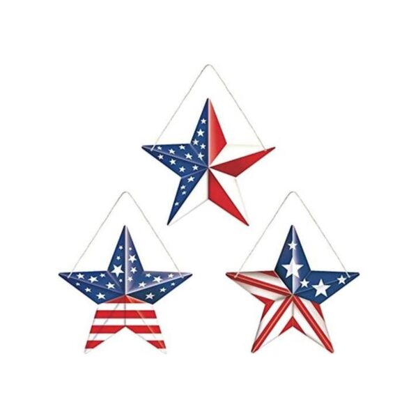 Cartel colgante de Navidad con estrellas patrióticas de