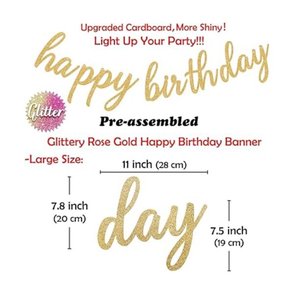 Cartel de decoración de feliz cumpleaños rosa y dorado_2