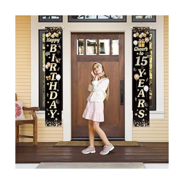 Cartel de Feliz cumpleaños para la puerta color negro_6
