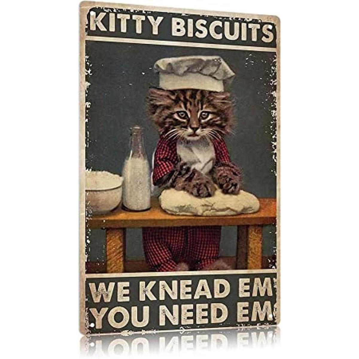 Cartel de metal de estaño Galletas de gatito Estilo