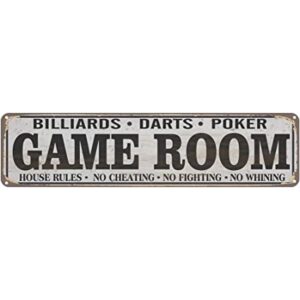 Cartel de metal de la calle de Game Room House Billar