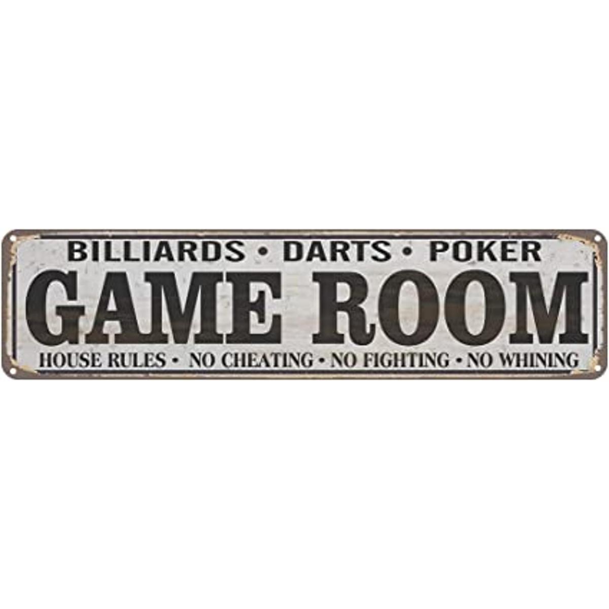 Cartel de metal de la calle de Game Room House Billar