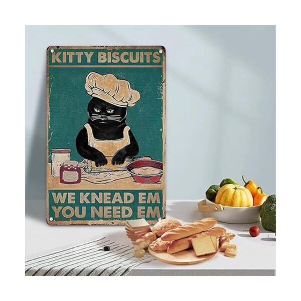 Cartel de metal vintage de Cat Kitty Kitchen Galletas de