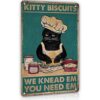 Cartel de metal vintage de Cat Kitty Kitchen Galletas de