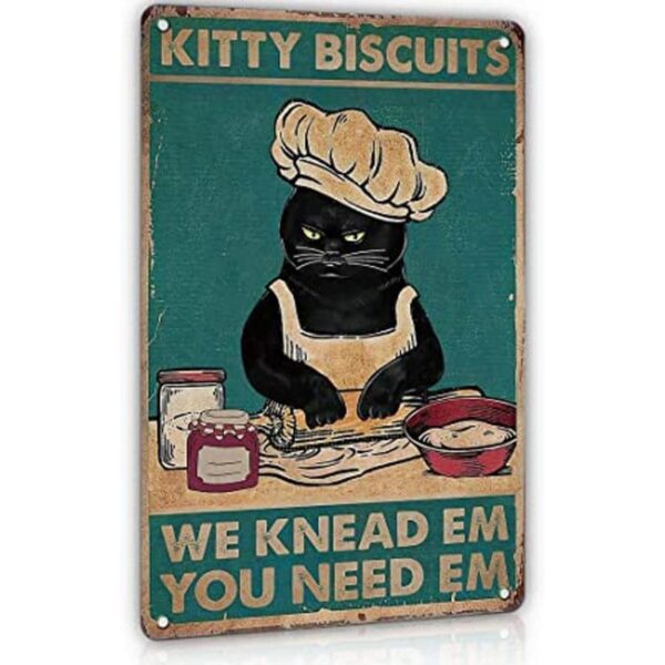 Cartel de metal vintage de Cat Kitty Kitchen Galletas de