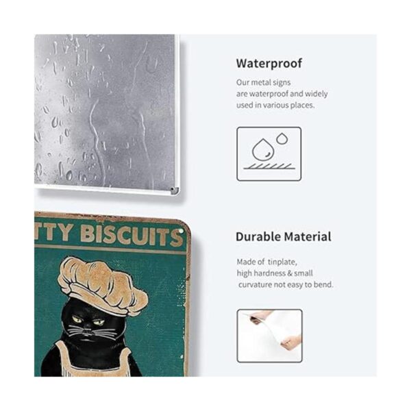 Cartel de metal vintage de Cat Kitty Kitchen Galletas de