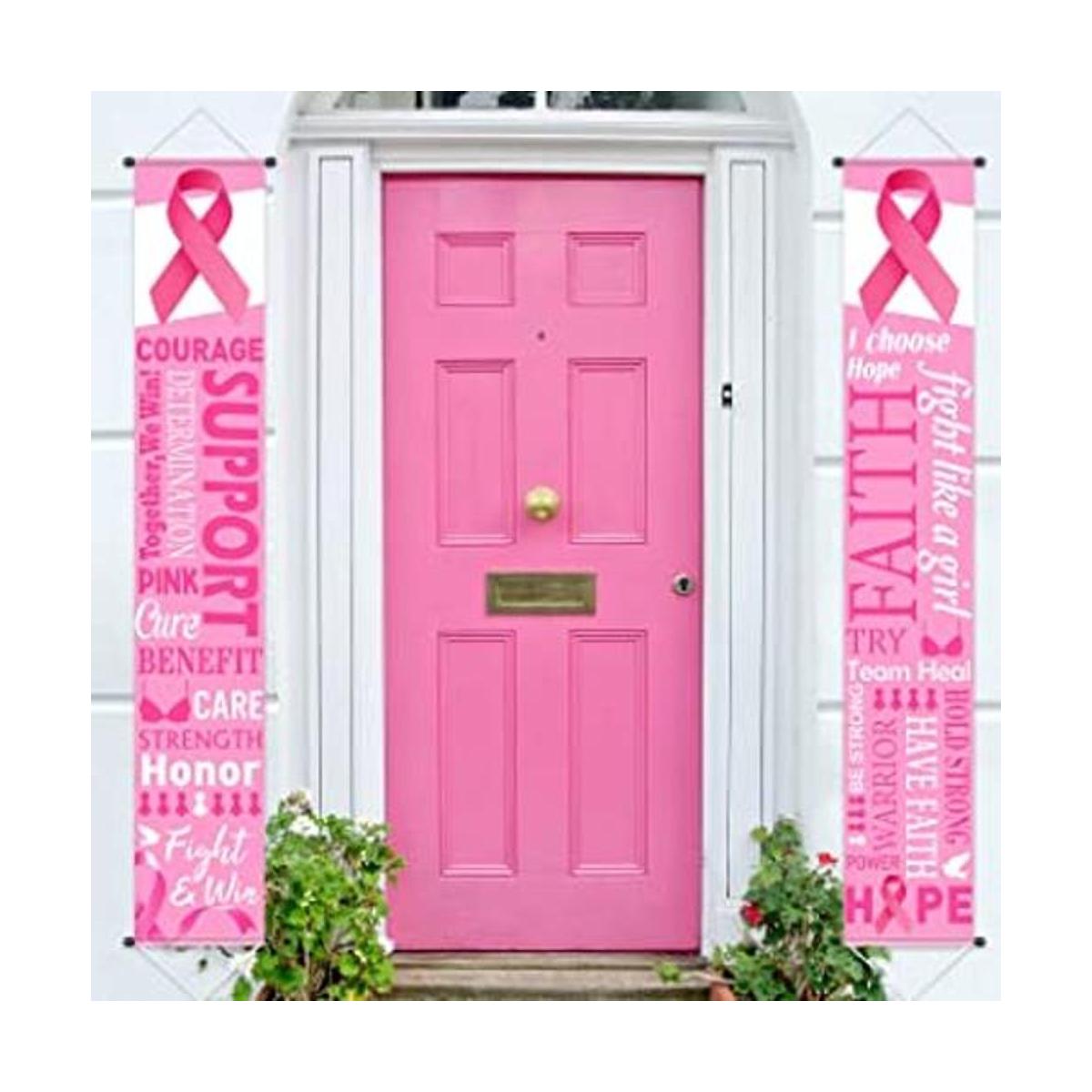Cartel de porche con cinta rosa para decoración de fiesta