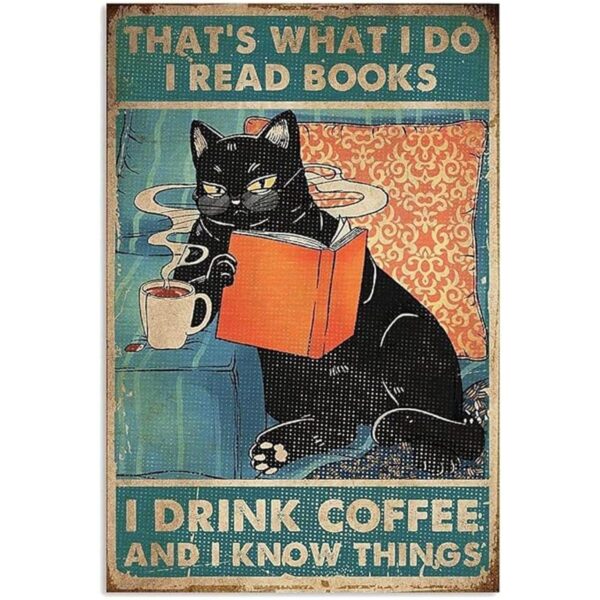 Cartel de metal vintage de galletas de gatito con texto en