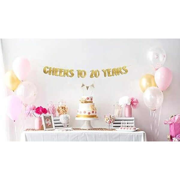 Cartel dorado con purpurina de Cheers to 20 Years_2