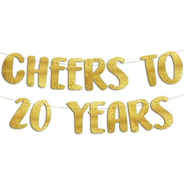 Cartel dorado con purpurina de Cheers to 20 Years_1