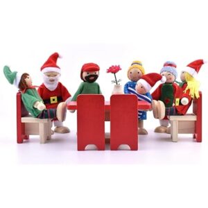Casa de muñecas de madera para personas de 7 figuras