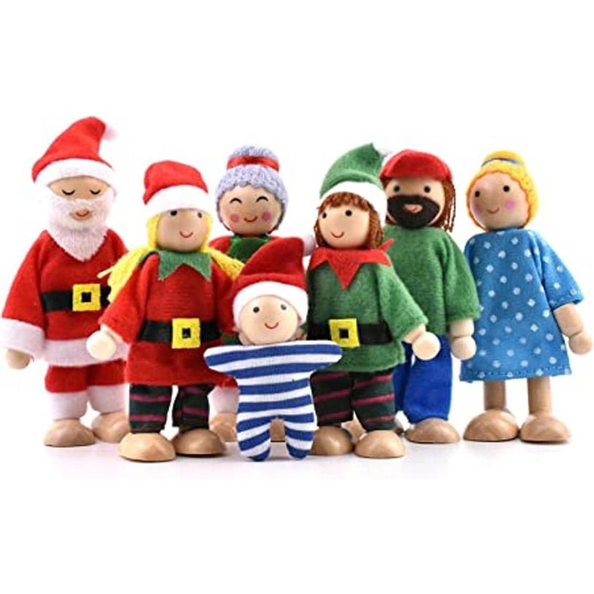 Casa de muñecas de madera para personas de 7 figuras