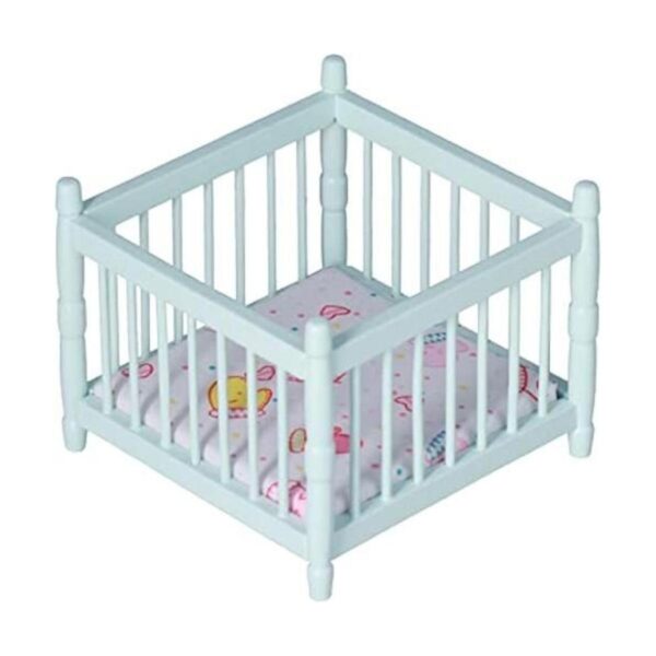 Casa de muñecas de madera a escala 112 cama de bebé_1