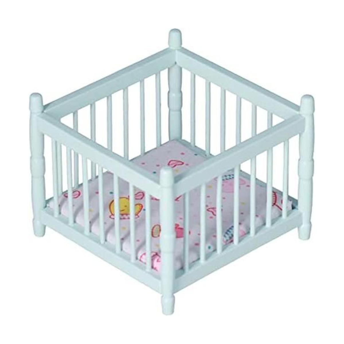 Casa de muñecas de madera a escala 112 cama de bebé