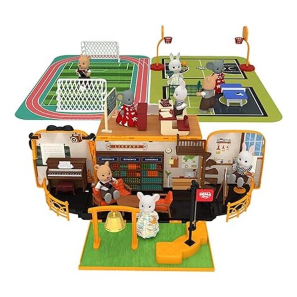 Casa de muñecas portátil con 9 áreas de juego juego de