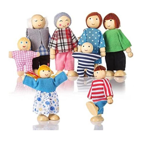 Casa de muñecas de madera para personas de 8 figuras