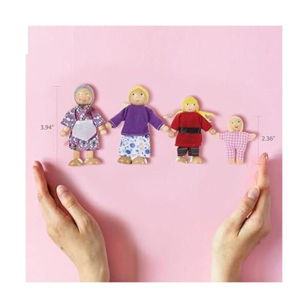 Casa de muñecas de madera familia de 8 pequeñas figuras_2
