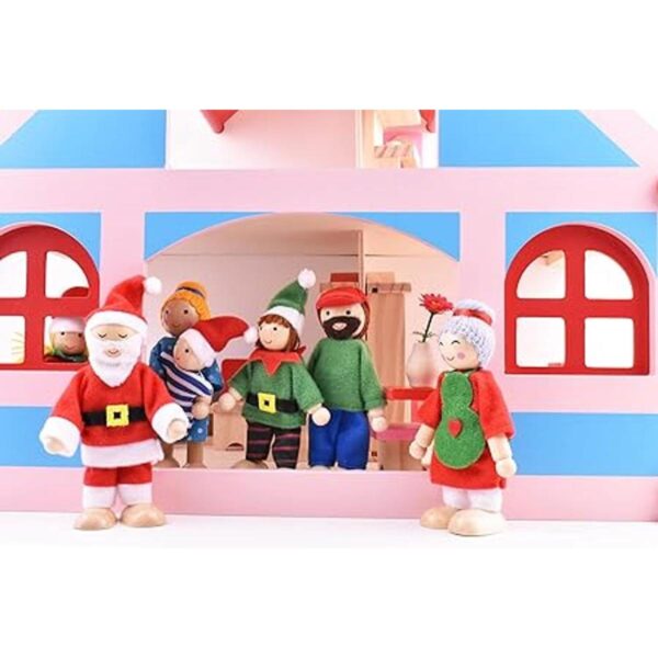 Casa de muñecas de madera para personas de 7 figuras
