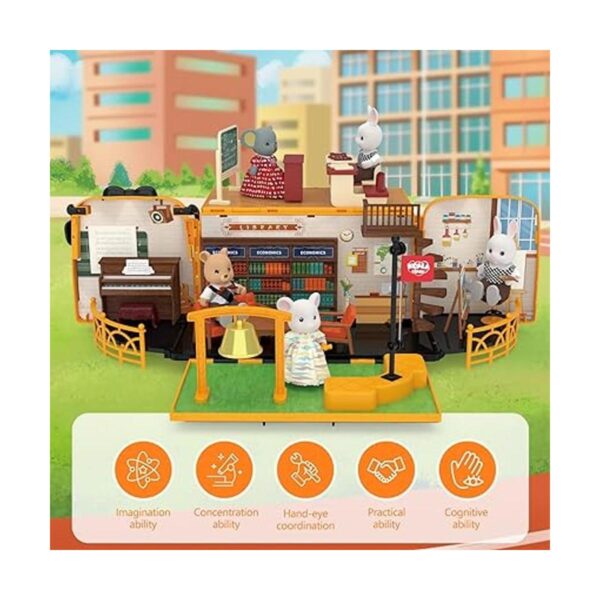 Casa de muñecas portátil con 9 áreas de juego juego de