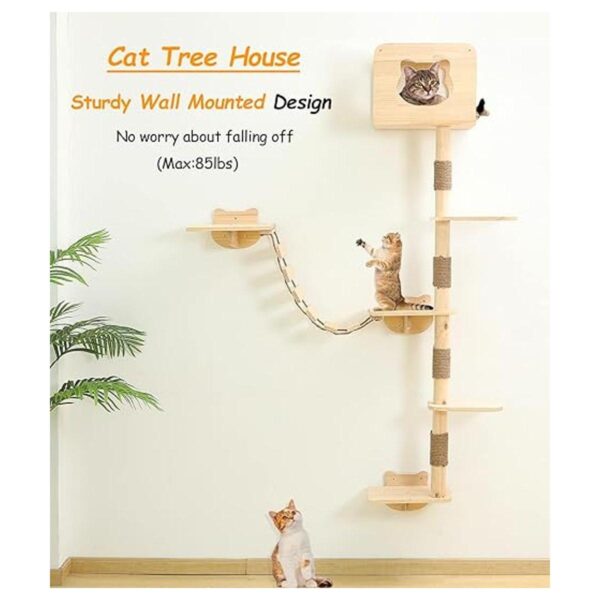Casa de árbol para gatos montada en la pared para_2