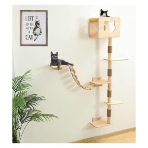 Casa de árbol para gatos montada en la pared para_1