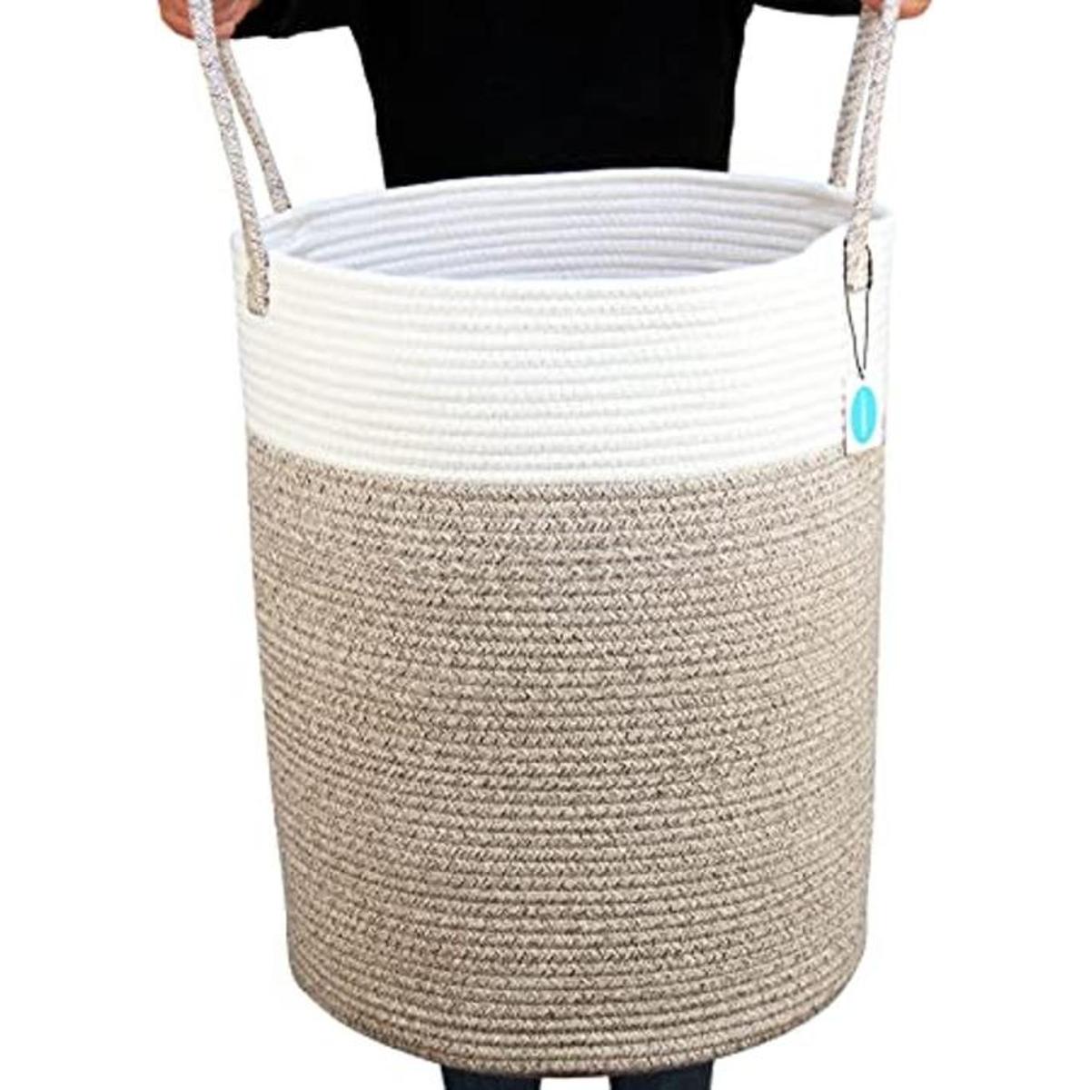 Casaphoria Cesta grande de cuerda de algodón 58L Cesta