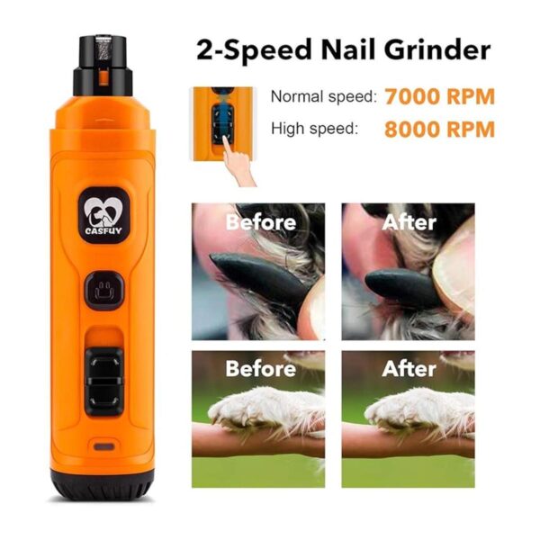 Casfuy Molinillo de uñas para perros con 2 luces LED