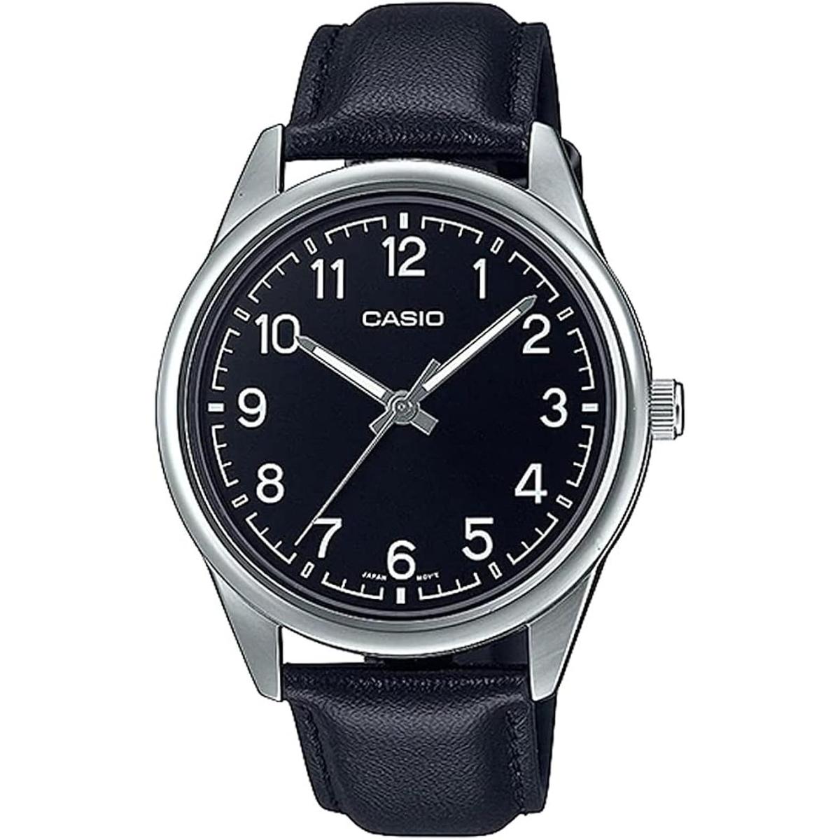 MTPV005L1B4 Reloj analógico estándar de cuero negro