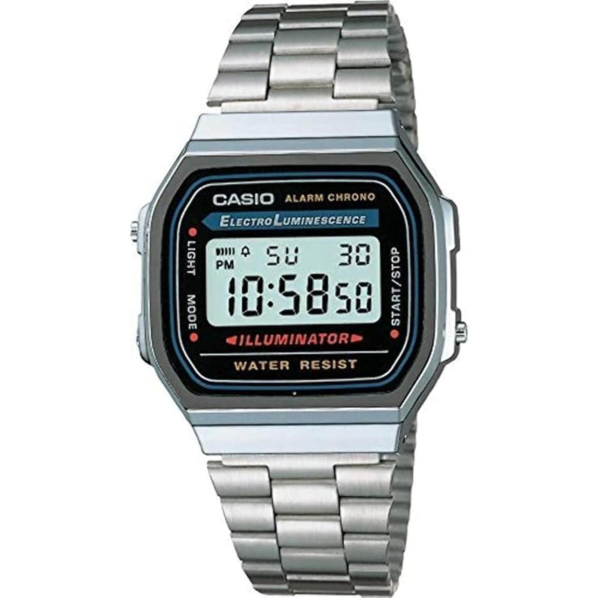 Reloj iluminador  A168W1 Plateado Digital