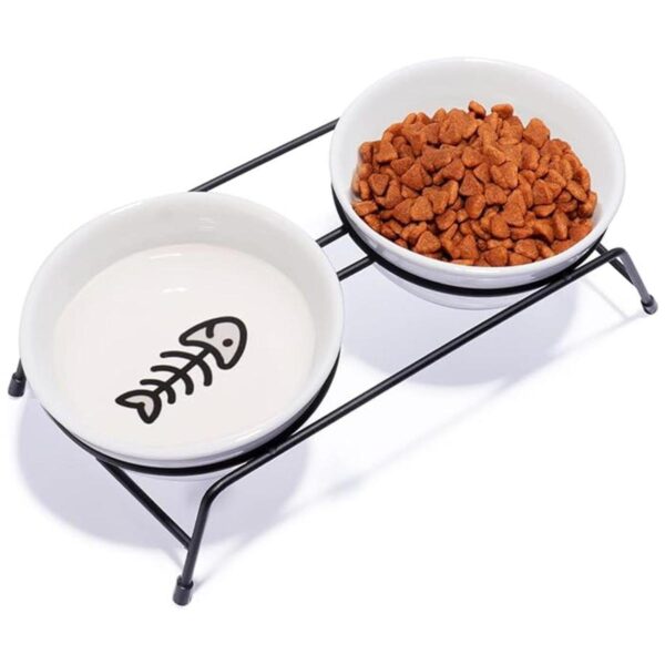 Cat Food Bowls Set Upgraded 13 oz Ceramic Raised Cat_1