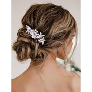 Catery Diadema de boda de novia de cristal plateado vid_1