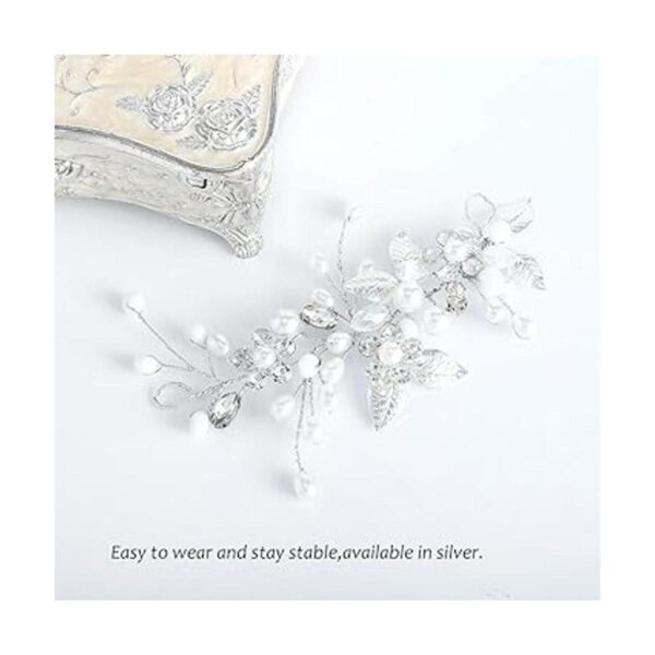 Catery Diadema de boda de novia de cristal plateado vid_4