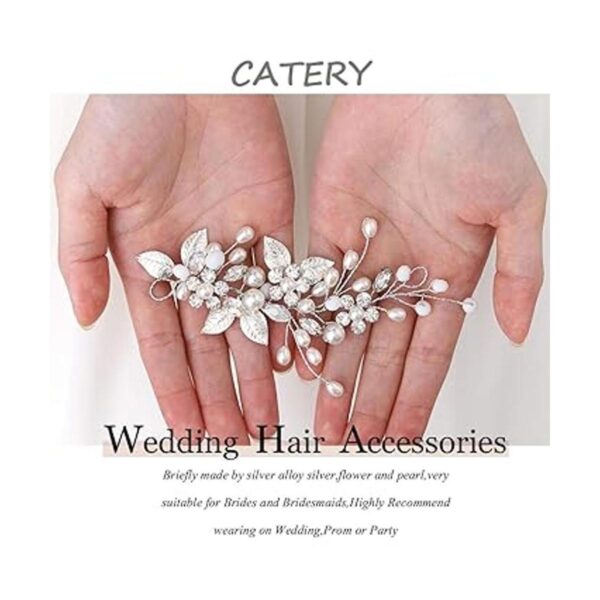 Catery Diadema de boda de novia de cristal plateado vid_2