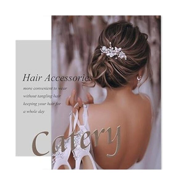 Catery Diadema de boda de novia de cristal plateado vid_5