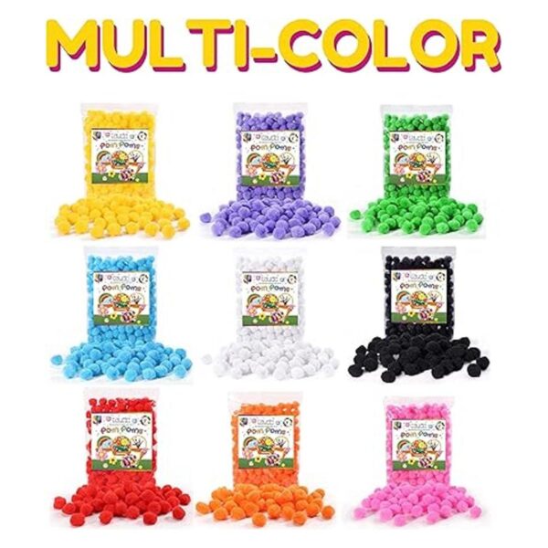 Caydo 200 pompones amarillos 1 pulgada de arco iris