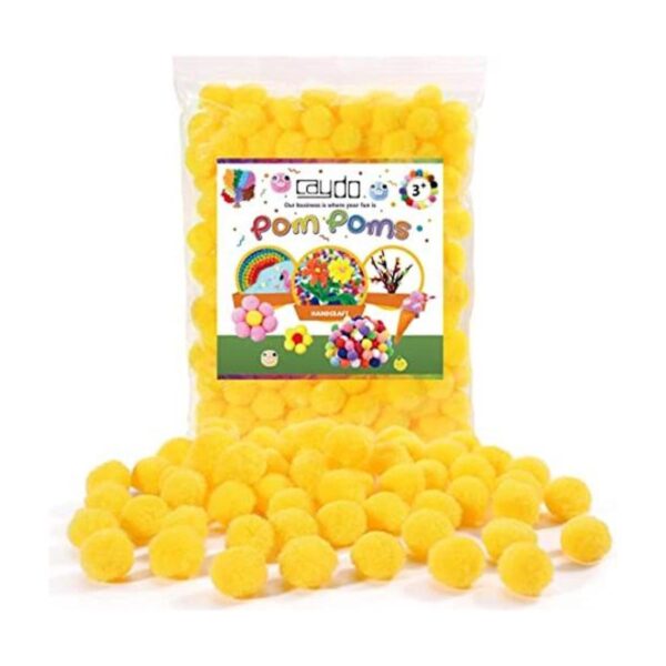 Caydo 200 pompones amarillos 1 pulgada de arco iris