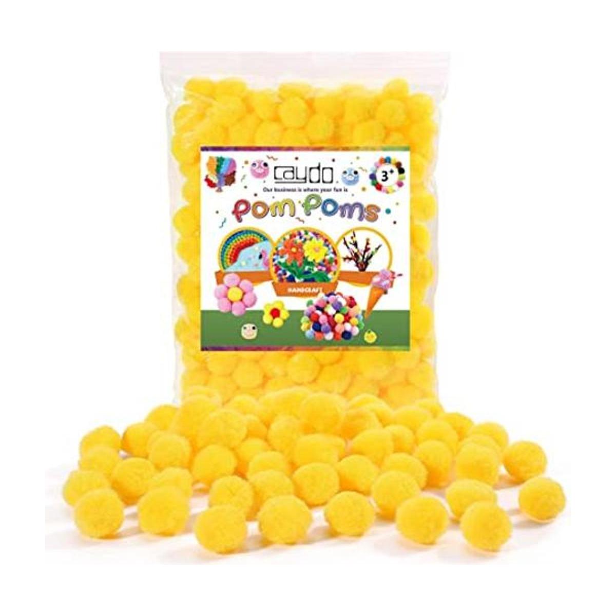 Caydo 200 pompones amarillos 1 pulgada de arco iris