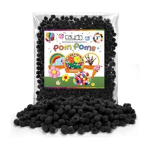 Caydo 500 pompones negros de Halloween de 0.4 in mini