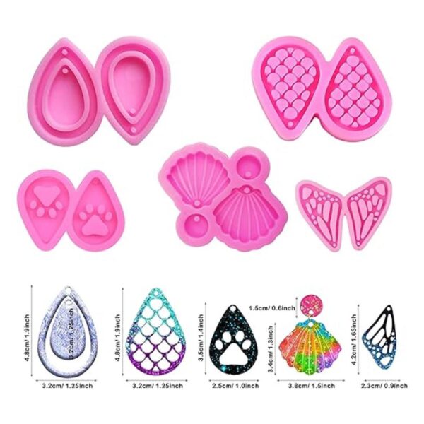 Cayway Moldes de resina de silicona para aretes 5 pares
