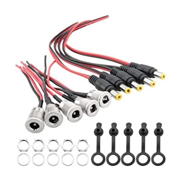 Ruiwaer 5 juegos de 0.217 x 0.083 in DC Power Jack Socket_1