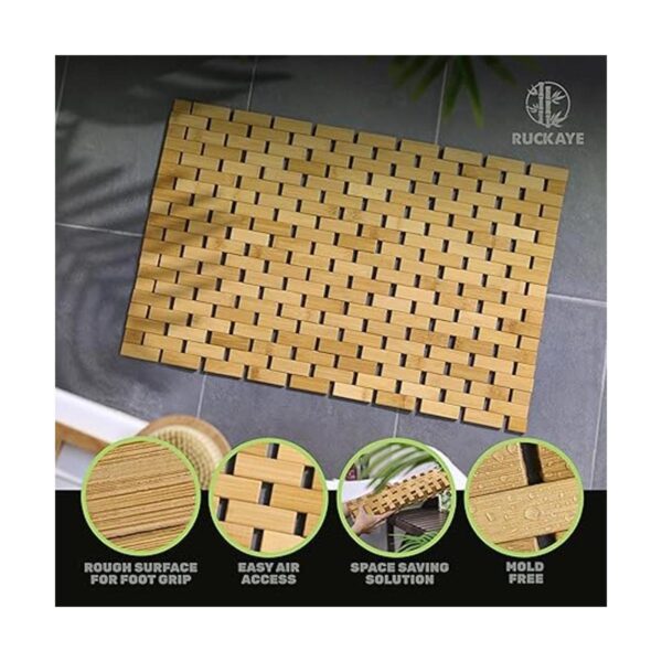 Ruckaye Tapete de baño de bambú de 24 x 16 pulgadas con_2