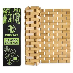 Ruckaye Tapete de baño de bambú de 24 x 16 pulgadas con_1
