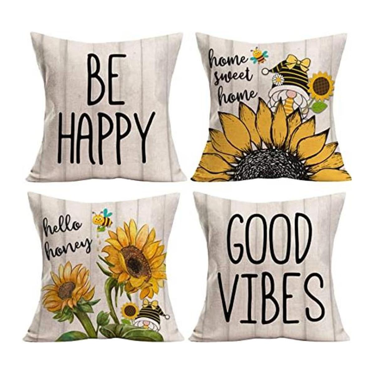 Royalours Home Sweet Home Juego de 4 fundas de almohada
